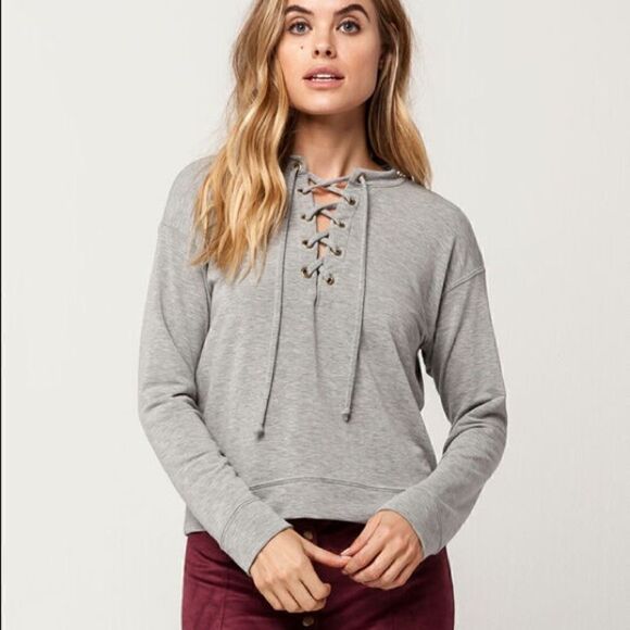SKY AND SPARROW Lace Up Womens Sweatshirt | size M - Picture 1 of 6